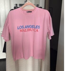 Los Angeles, Malibu CA - Zara - pink vintage feel tee - Size S - NEVER WORN!